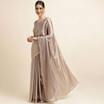 Brown Sequinned Pure Chiffon Saree