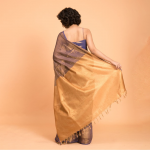Purple & Gold-Toned Zari Pure Linen Saree